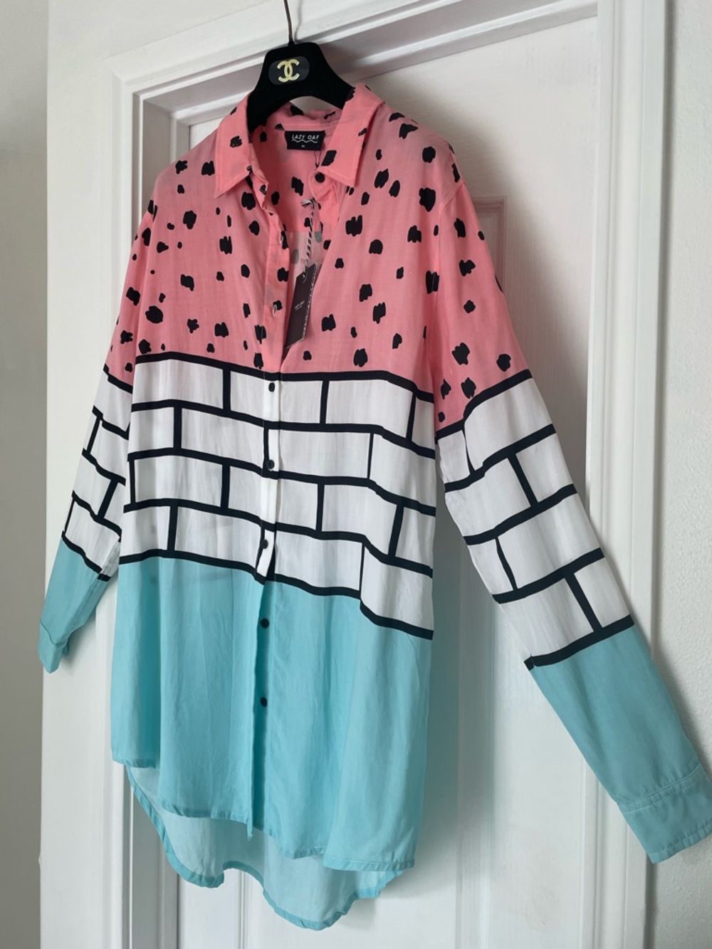 Lazy Oaf scribble brick shirt tunic NWT M/L - Picture 3 of 15